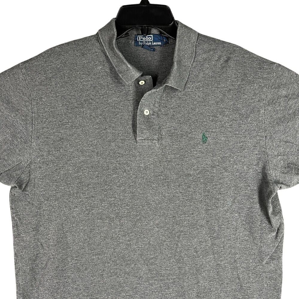 Ralph Lauren Polo Shirt‎ Mens Large Gray Preppy Regular Fit Rugby Vintage Y2K